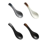 4 Pcs Retro Ceramic Spoon for Japanese Cuisine, Small Soup Serving
