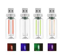 4 Pcs Retro Glass USB Touch Night Light, LED Car Interior Lamp(Colourful) | Retro Glass Design, Touch Stepless Dimming, 5V/2A Standard USB, 2oz Ultra-portable, Flicker-free, Ceramic Cooling, Multi-use
