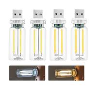 4 Pcs Retro Glass USB Touch Night Light, LED Car Interior Lamp(White) | Retro Glass Design, Touch Stepless Dimming, 5V/2A Standard USB, 2oz Ultra-portable, Flicker-free, Ceramic Cooling, Multi-use