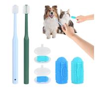 4 pcs Reusable 360°Bristles Rotation Dog Toothbrush Long Handle Cat Toothbrush Silicone Pet Finger Toothbrush with Storage Box Soft Plaque Off Dog Teeth Cleaning Products Pet Dental Care