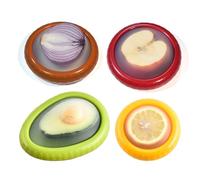 4 Pcs Reusable Avocado Onion Lemon Tomatoes Saver Keeper, Silicone Fruit and Vegetable Anti-Oxidation Storage Box Refrigerator, Fruit Veggie Holder Containers for Fridge, Food Huggers Conservation