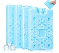 4 Pcs Reusable Ice Pack Cooler Ice Packs for Coolers | PE Material, Screw-on Lid, Ultra Profile, Blue and Light Green, for Road Trips, Camping, Students