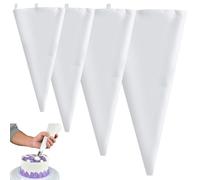 4 Pcs Reusable Piping Bags,10/12/14/16 Inch Cloth Icing Piping Bags Cake Decorating Bags Spray Bags for Decorating Cakes, Biscuits, Suitable, Cupcakes, Homemade Baking(White)