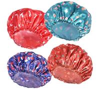 4 PCS Reusable Shower Caps For Women - Extra Large, Elastic, Solid Color Waterproof(Chrismas Pattern)