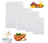 4 PCS Reusable Straining Bag, in 4 Size, Drawstring Cold Brew Coffee Cheese Cloths Strainer, Mesh Bags Muslin Cloths for Nut Milk, Soy Milk, Yogurt, Grape Juice, Jelly, Food Straining