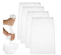 4 PCS Reusable Straining Bags - 20x30cm Cheesecloth for Straining, Nut Milk, Juice, Yogurt, Herbal Infusions - Washable Mesh Filter Bags for Kitchen & Home Brewing - Fine Mesh Nylon, Eco-Friendly