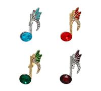 4 PCS Rhinestone Butterfly Music Note Brooches Pins Set for Women Girls Men Gold Silver Tone Red Green Blue Crystal Musical Party Brooch Lapel Elegant Holiday Birthday Dress Accessories