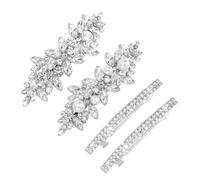 4 Pcs Rhinestone Hair Clips, Elegant Crystal Barrettes, Bridal Flower Hairclips Pins, Fancy Hair Clip, Sparkly H-air Accessories for Women Wedding, Pearl Decorative Ha-ir Clips for Daily Party Prom