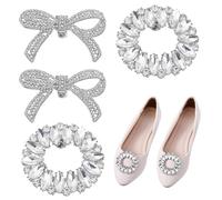 4 PCS Rhinestone Shoe Clips Accessories , Elegant Crystal Crystal Clip on Diamante for Heels, Detachable Fashion Accessories for Women's High Heels, Bridal Wedding Prom Party Shoe Decorations