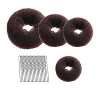 4 Pcs Ring Style Donut Bun Shaper, Hair Donut Bun Maker Set with 20 HairPins, Hair BunDonuts, Hair Donuts Brown for Girls Kids Women DIY Chignon HairStyles (Brown,4 Sizes)