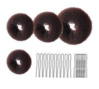 4 Pcs Ring Style Donut Bun Shaper with 20 Hair Pins,Hair Donut Brown Hair Donuts,Hair Donut Bun Maker Set,Hair Bun Donut for Girls Kids Women DIY Chignon Hair Styles Dancer Ballerina(Brown)