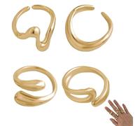 4 PCS Ring Women's,Ring Jewellery Adjustable for Women, Gold Rings for Women The Simple Adjustable Chunky a Comfortable, Trendy Irregular Finger Rings for Fashion & Aesthetic Jewelry