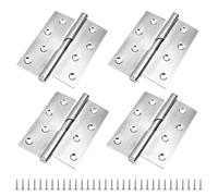 4 Pcs Rising Butt Door Hinges, 4 Inch Stainless Steel Lift Off Door Hinge with Screws for Internal External Doors Cabinets Wooden Box (2X Left, 2X Right)