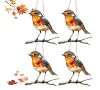 4 Pcs Robin Sun Catchers for Windows, 20x20cm Suncatchers for Windows, Robin Ornaments, Window Decorations Attractive and Durable Hanging Garden Ornaments Outdoor