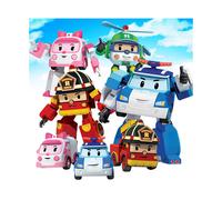 4 pcs Robocar Poli Ambe Roy Helly Robot Transformers Toys Kids Educational Gifts