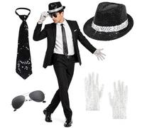 4 Pcs Rockstar Cosplay Set for Adults 80s Pop Star Costume Accessories
