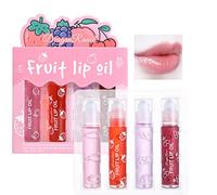 4 Pcs Roll On Lip Gloss Crystal Jelly Liquid Lipstick,Fruit Lip Oil Set Hydrating Non-Stick cup Long Lasting Lip Kit for Women and Girls