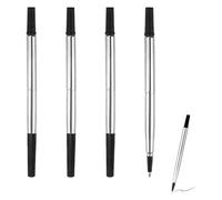 4 Pcs Rollerball Pen Refills, 0.7mm Parker Pen Rollerball Refills Compatible with Parker Quink Pens, Medium Tip for Smooth Writing, Quick Drying, Ideal for Office, School, Personal Use (Black Ink)