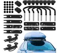 4 Pcs Roof Box U-Bolt Clamps, Upgraded Rooftop Cargo Carrier Rack Bolts, Car Van Mounting Fitting Kit 85mm Inner Width Metal U-Bracket Clips w/ 8 Lock Nuts 2 Straps