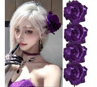 4 Pcs Rose Floral Pin up for Halloween Costume Decoration, Mexican Fabric Rose Flowers Brooch Hair Clip Headpieces for Woman Girl Day of the Dead Hair Decor Halloween Party Costume Decoration