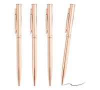 4 Pcs Rose Gold Pens, Metal Ballpoint Pen, Nice Pens, Slim Metal Ballpoint Pens for Students, Office, Black Ink, Elegant Writing Pens, Ideal for Gifts, Back to School Supplies, Journals & Planners