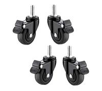 4 Pcs Rotation Rubber Castor Wheel Threaded Stem Mount Swivel Caster Trolley Furniture Caster Heavy Duty Caster with Brakes,for Furniture, Trolleys, Tool Boxes,Black(M6×15mm 1inch) (Black M10×25mm 2
