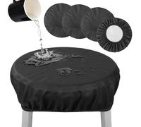 4 Pcs Round Bar Stool Covers, 13.4-13.8 In Waterproof Pu Leather, Scratch-Resistant Elastic Seat Protector, Replacement Slipcover For Salon Chair, Spa, Tattoo, Clinic