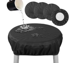 4 Pcs Round Bar Stool Covers, 13.4-13.8 In Waterproof Pu Leather, Scratch-Resistant Elastic Seat Protector, Replacement Slipcover For Salon Chair, Spa, Tattoo, Clinic