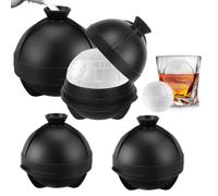 4 Pcs Round Ice Cube Moulds, Silicone Ice Ball Mould Ice Molds for Freezer Whiskey Gin Cocktails