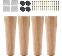 4 Pcs Round Solid Wood Furniture Legs Furniture Wooden Replacement Chair Feet Sofa Couch Legs Table Cabinet Footstool with Screws,straight-25cm/9.8in