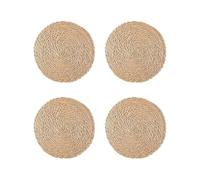 4 Pcs Round Woven Coasters Braided Drink Coasters Natural Rattan Coaster Mug Cup Pads Mats Non Slip Coffee Table Coaster Farmhouse Weave Mats for Dining Table 12cm