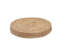 4 Pcs Round Woven Placemats Rustic Wicker Table Mats Boho Braided Placemats Natural Rattan Placemat Farmhouse Weave Place Mats for Dining Table 18cm