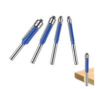 4 Pcs Router Bits 1/4 Shank Flush Trim Router Bits Set Cutting Diameter 1/4" 5/16" 3/8" 1/2", Professional Woodworking Milling Cutter Tools with Bearing