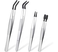 4 Pcs Rubber Tipped Tweezers For Crafting Plastic Tweezers Craft With Pvc Coated Set Soft Rubber Tip Non Marring For Crafts Stamps Beads Jewelry Tools