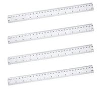 4 pcs Ruler 30cm, Plastic Clear Shatterproof Rulers
