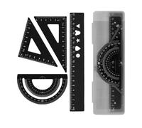 4 Pcs Ruler Protractor Set Geometry Tool Metal Rulers Triangle Ruler Measuring Tool for Classroom Geometry Math Set
