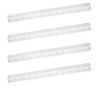 4 pcs Rulers 30cm, Dual Scale Ruler with Metric & Imperial Measurements, Standard Plastic Rulers for Student School Office - Clear