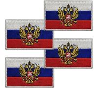 4 Pcs Russian Flag Emblem Patches Russia Patch Embroidered Applique Fastener Hook and Loop for Uniforms Vest Backpack