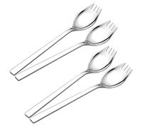 4 Pcs Salad Servers，Salad Sporks，Metal Spork，Pickle Fork Buffet Forks Appetizer Fork Fruit Fork Stainless Steel Dual-Use Spoon for Indoor or Outdoor Use