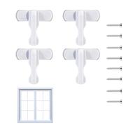4 PCS Sash Jammer Blocker, High-Security Door & Window Lock, Window Locks for UVPC Windows for Enhanced Anti-Theft Protection, Durable White Plastic, for Additional Home Safety and Child Protection