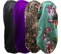 4 Pcs Satin Bonnet for Women, Long Sleep Cap Soft Silky Bonnet for Braids
