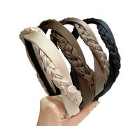 4 Pcs Satin Braided Headbands Solid Color Fall Head Bands Pieces Fashion Twisted Hairbands Cute Braid Headband Non Slip Hair Hoops Bands for Women Ladies