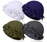 4 Pcs Satin Lined Turban Silky Head Wraps for Men, Twist Halo Turban Mens Head Scarf for Hair