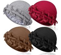 4 Pcs Satin Lined Turban Silky Head Wraps for Men, Twist Halo Turban Mens Head Scarf for Hair