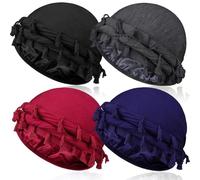 4 Pcs Satin Lined Turban Silky Head Wraps for Men, Twist Halo Turban Mens Head Scarf for Hair