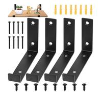 4 Pcs Scaffold Board Shelf Brackets Heavy Duty Shelf Brackets for Shelving Bracket, Black Industrial Rustic Metal Wall Brackets with Lips for Scaffold Boards(142 mm/5.6 inch)