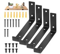 4 Pcs Scaffold Board Shelf Brackets Heavy Duty Shelf Brackets for Shelving Bracket, Black Industrial Rustic Metal Wall Brackets with Lips for Scaffold Boards(187 mm/7.36 inch)