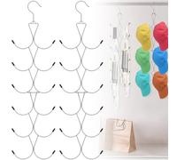 4 Pcs Scarf Hanger with 12 Hooks Metal Hanging Organiser Storage Belt Ties Scarves 360°rotating Scarf Rack Space Savers Closet Scarfs Holder Foldable Purse Hanger for Wardrobe Shawl Hijab (White)