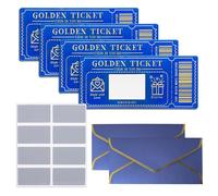 4 Pcs Scratch Card Reveal Concert Ticket Gift Ticket Master Gift Card Deluxe Golden Ticket Scratch Off Golden Tickets Personalised Gifts for Men Women with 2 Envelopes 8 Scratch-Off Stickers