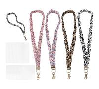 4 Pcs Scrunchie Lanyards with Horizontal & Vertical ID Badges Holder, Colorful Stretchy Elastic Soft Retractable Neck Lanyard Scrunchie for Women Men Teacher Doctor Staff Keychain